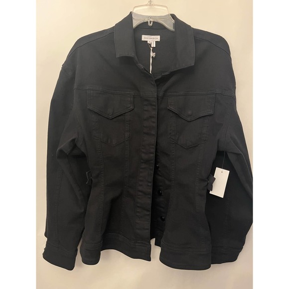 NWT Good American black contour denim jacket size 3 (Large ) - Picture 3 of 12
